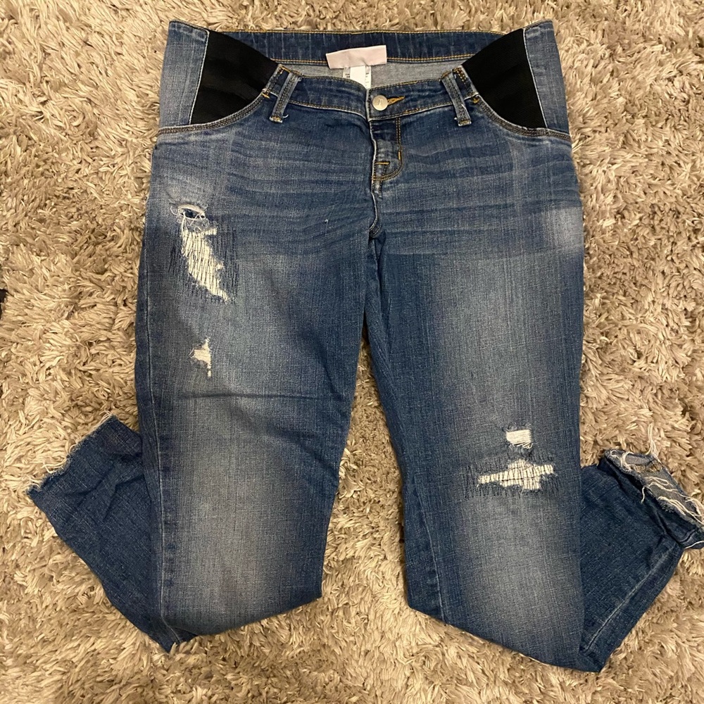 Distressed jean leggings